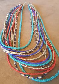 16 Strand Turquoise Gunmetal Necklace 197//280